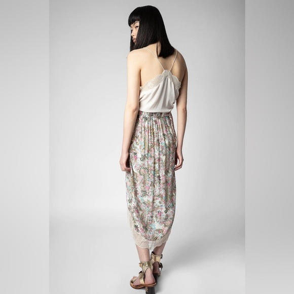 Zadig & Voltaire Jeudie Floral Midi Skirt- Deep Parme - Picture 3 of 5